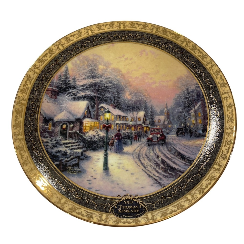 Thomas Kinkade Village Christmas 2003 Bradford Exchange Collector Plate 10350A